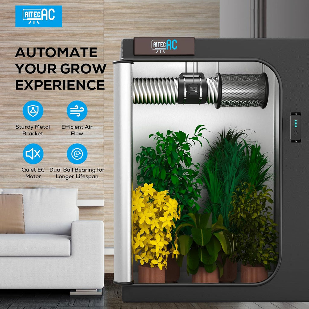 Inline Duct Fan 6 Inch Ventilation Exhaust Fan with Variable Speed Controller, 402 CFM Silent Grow Tent Fan for Heating Cooling Booster, Hydroponic