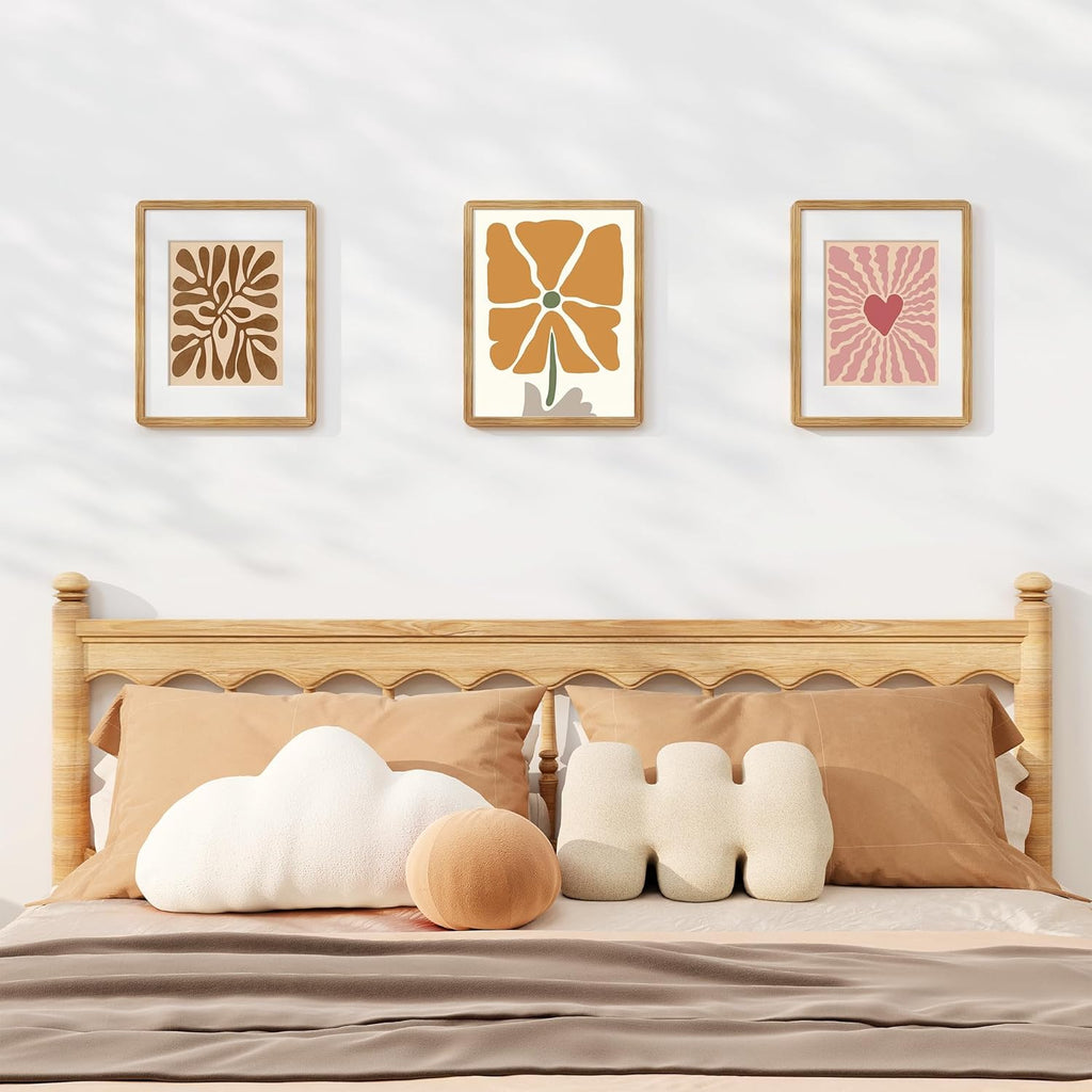 11x14 Picture Frame, Solid Oak Wood Frame 11 x 14 for Wall, Rustic Wooden Frames 11 by 14 with Tempered Glass, 11x14 Frame with Mat for 8x10, Home Decor Photo Frames 11"x14", Natural Oak Color, 3 Pack