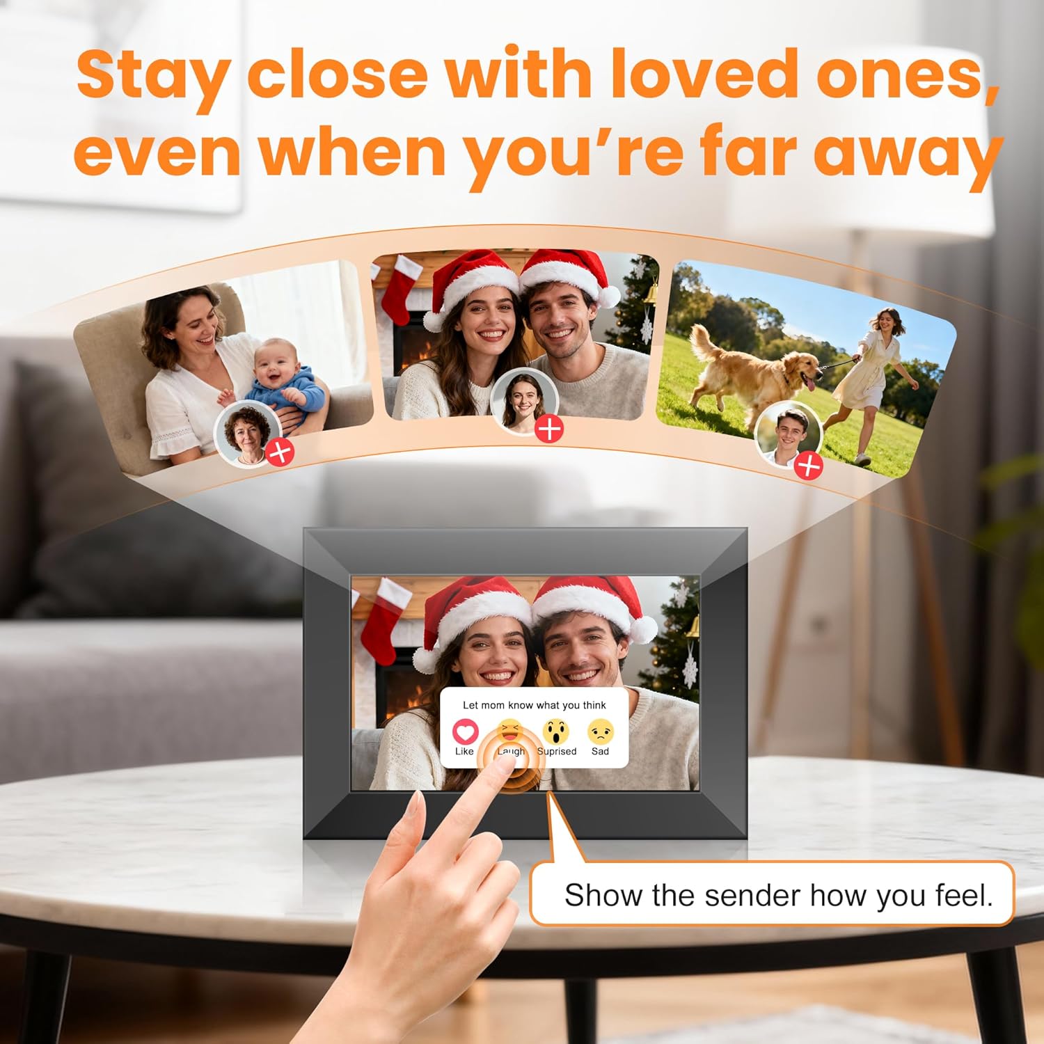 KPCB Tech Magnetic Picture Frames for Refrigerator, 8 inch Digital Photo Frames Smart WiFi & App Control, Electronic Picture Frame with 1280x800 HD Touch Screen for Parents, Grandparents, Friends