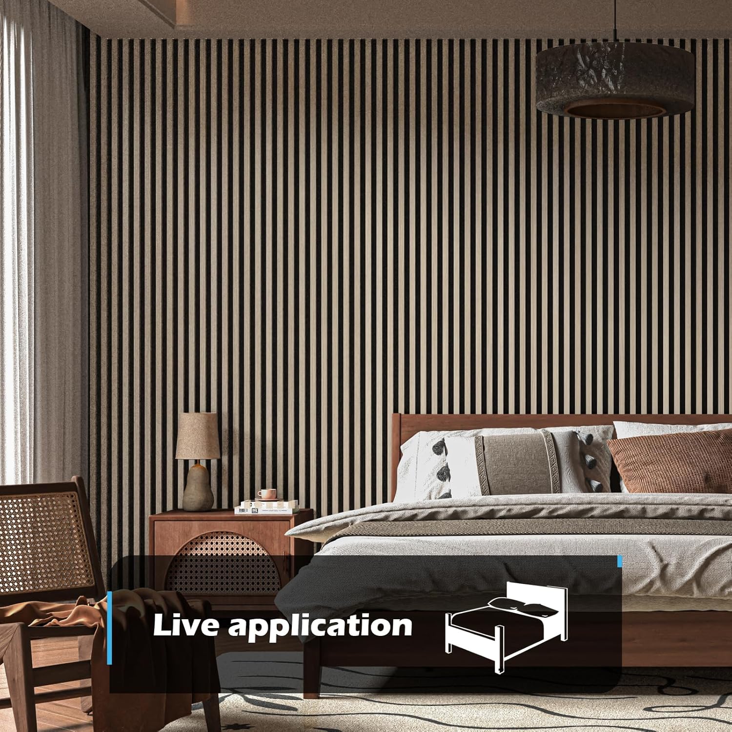 Art3d 2-Pack 48" x 24" Acoustic Wood Panels for Wall, Soundproof Wood Slat Panel for Wall and Ceiling, 3D Fluted Sound Absorbing Paneling for Interior Wall Decor, Living Room, Bedroom - Oak