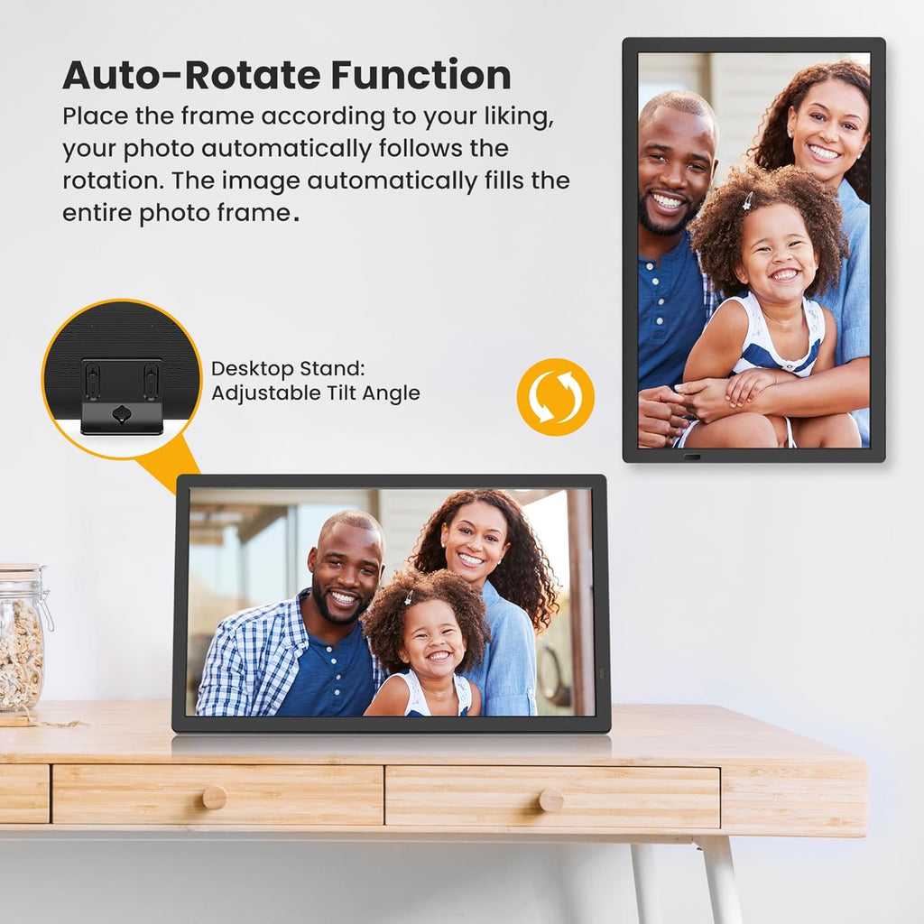 FANGOR 21.5" Large Digital Picture Frame 64GB, WiFi Photo Frame 1920x1080 FHD IPS Display with Remote Control, Auto-Rotate, Wall Mounted, Share Photos/Videos Via Uhale App/USB/SD (No Touch Screen)