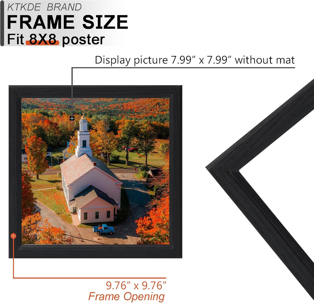 KTKDE 8x8 Picture Frame Set of 3, Wooden frames black, Wall Hanging for Tapletop Display, Best Square Photo Frame Studio Gallery for Photos, Posters & Art Prints