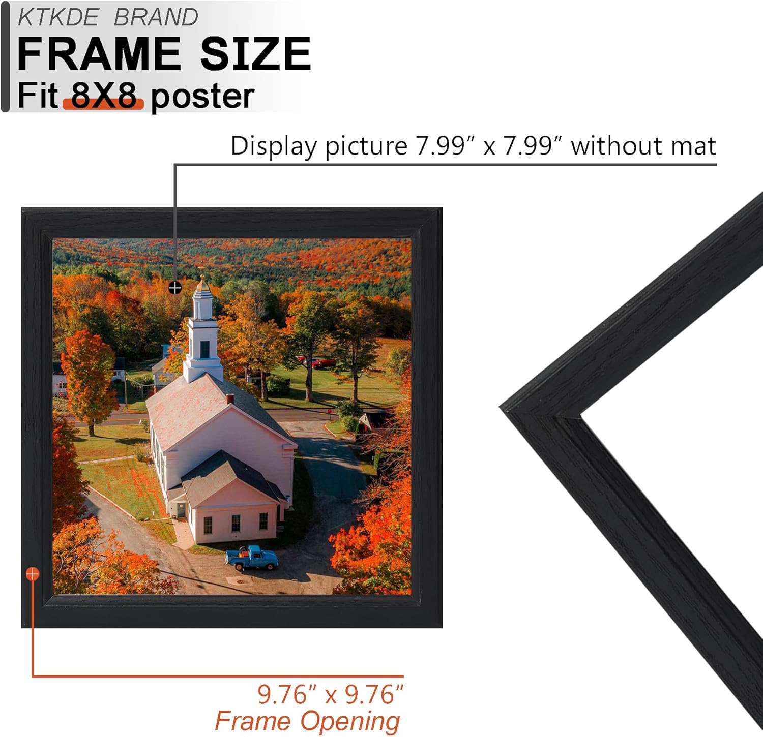 KTKDE 8x8 Picture Frame Set of 3, Wooden frames black, Wall Hanging for Tapletop Display, Best Square Photo Frame Studio Gallery for Photos, Posters & Art Prints