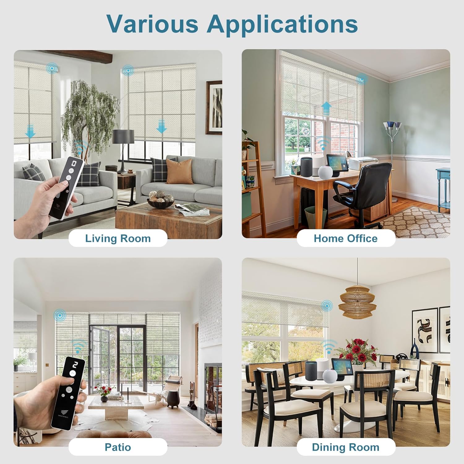SmartWings Motorized Roller Shades 5% Openness Work with Homekit, Alexa SmartThings Google, Zigbee Motor Smart Blinds for Windows, Cordless Remote Window Shades, Rechargeable, Customized, White Linen