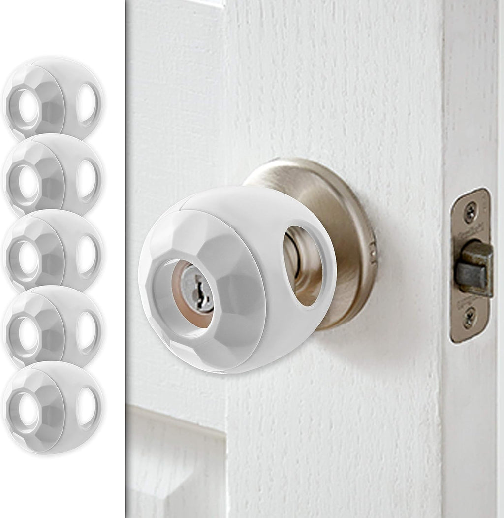 Door Knob Safety Cover for Kids - 5 Pack - Baby Proof Door Knob Covers - Door Locks for Kids Safety Child Proof - White