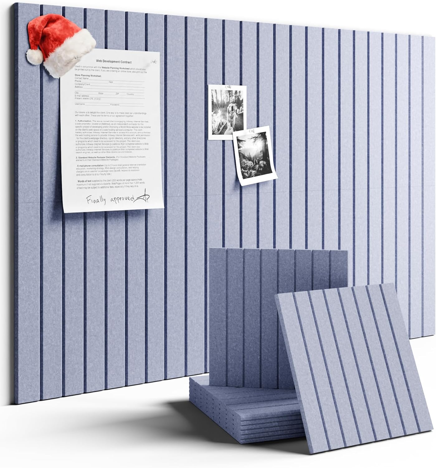 Large Felt Bulletin Board 36" x 24" Cork Board Alternative-6 Pack with 40 Safe Removable Adhesive Tabs, Cork Boards for Walls for Home Office Classroom Pin Board (Soft Periwinkle)