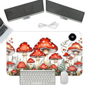 Heated Mouse Pad with 3 Temperature Settings(104°F–122°F),Large 24x14.2 Inch PU Leather Heated Desk Mat,Waterproof Warming Pad for Office,Gaming & Cold Hands Relief,Red Mushroom