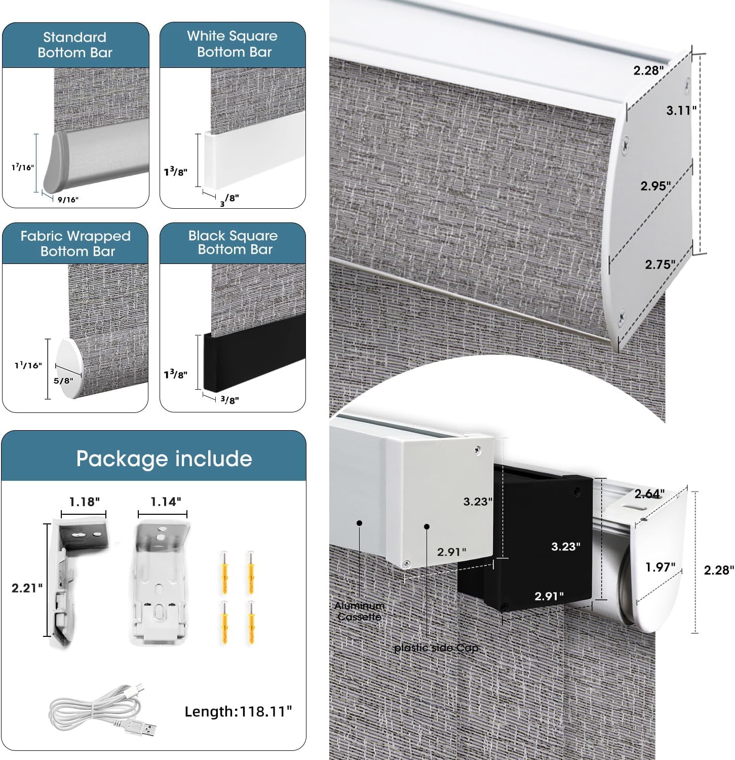 SmartWings Motorized 100% Blackout Shades Blinds, Custom Size, Cordless Window Shades with Rechargeable Battery, Work with Matter/Apple HomeKit, Alexa, Thread/Zigbee, Remote Optional, afar Midnight