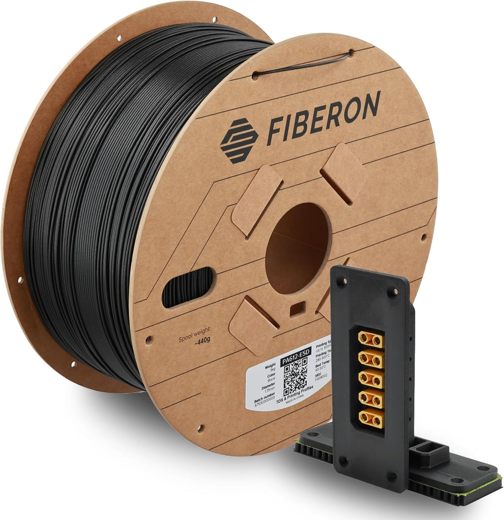 Polymaker Fiberon PA612-ESD 3D Printer Filament 1.75mm 3kg, ESD-Safe Carbon Fiber Nylon, Heat Resistant to 150°C, Chemical Resistant, Industrial Grade Strength, PCB Fixtures, Electronics Housings