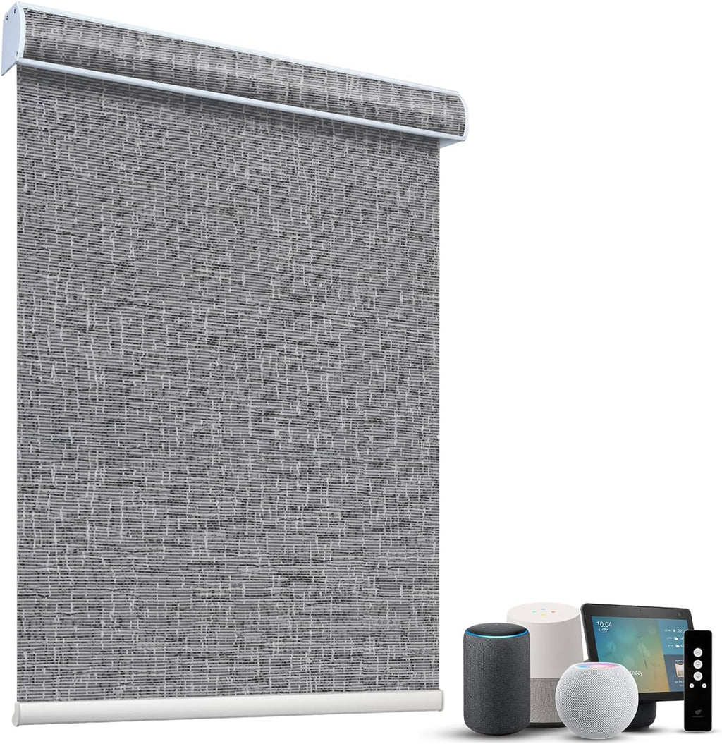SmartWings Motorized Light Filtering Shades, 70% Blackout, Custom Size, Rechargeable Battery, Works with Matter/Apple HomeKit, Alexa, Thread/Zigbee, Remote Optional, 70% Safari Midnight