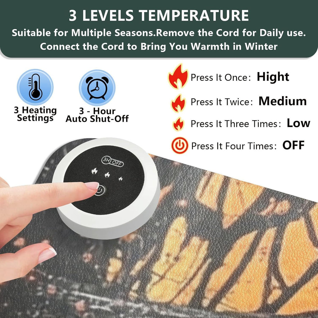 Heated Desk Pad Mouse Pad 31.5x13 Inch PU Leather Desk Mat with 3 Heat Levels Large Mouse Gaming Computer Laptop Mat Orange Witch Castle Halloween