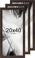 KTKDE 20x40 Picture Frame Set of 3, Poster Frame Wooden Walnut 40 by 20 in for Pictures and Art Prints, Exhibition, Caffe Large Frame for Photos, best gift