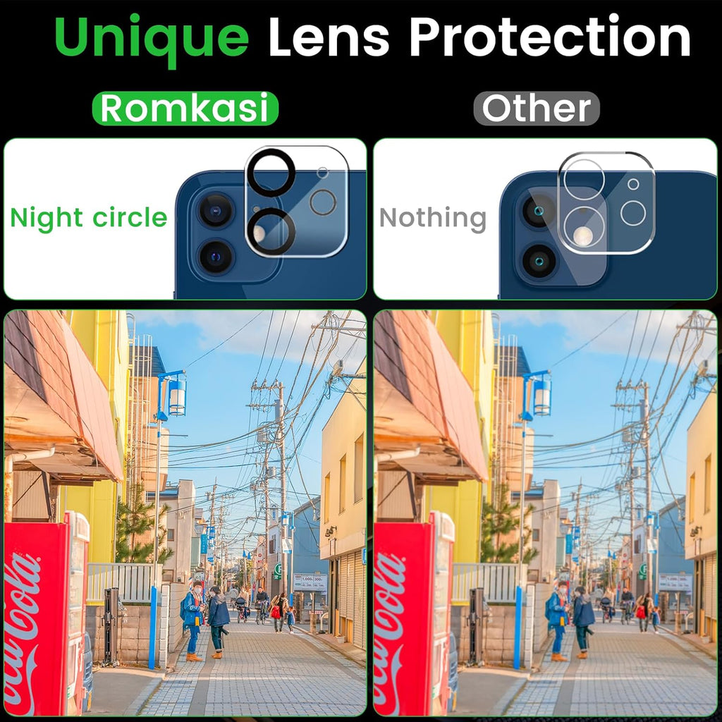 3 Pack Privacy Screen Protector for iPhone 12 6.1 Inch with 3 Pack Camera Lens Protector, Anti Spy Tempered Glass Film, Anti-Scratch, Touch Sensitive, Case Friendly