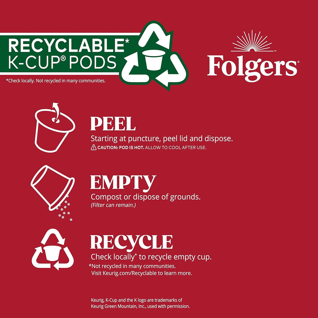 Folgers Classic Roast Medium Roast Coffee, 128 Keurig K-Cup Pods