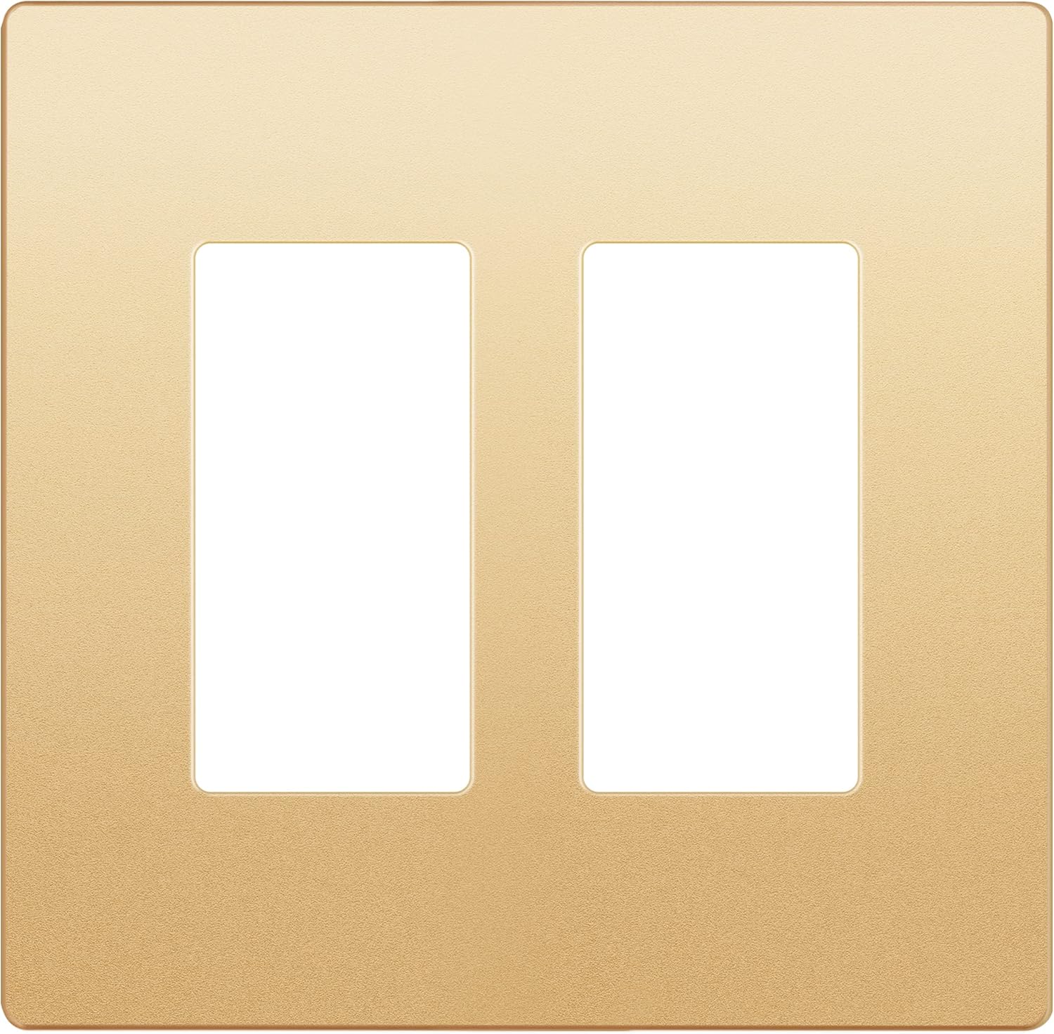 LIDER Matte Finish Decorator Switch Cover, Screwless Wall Plate, Mid-Size 2-Gang 4.88" x 4.92", Unbreakable Polycarbonate Thermoplastic, UL Listed, LSWP-32M-GD, Gold