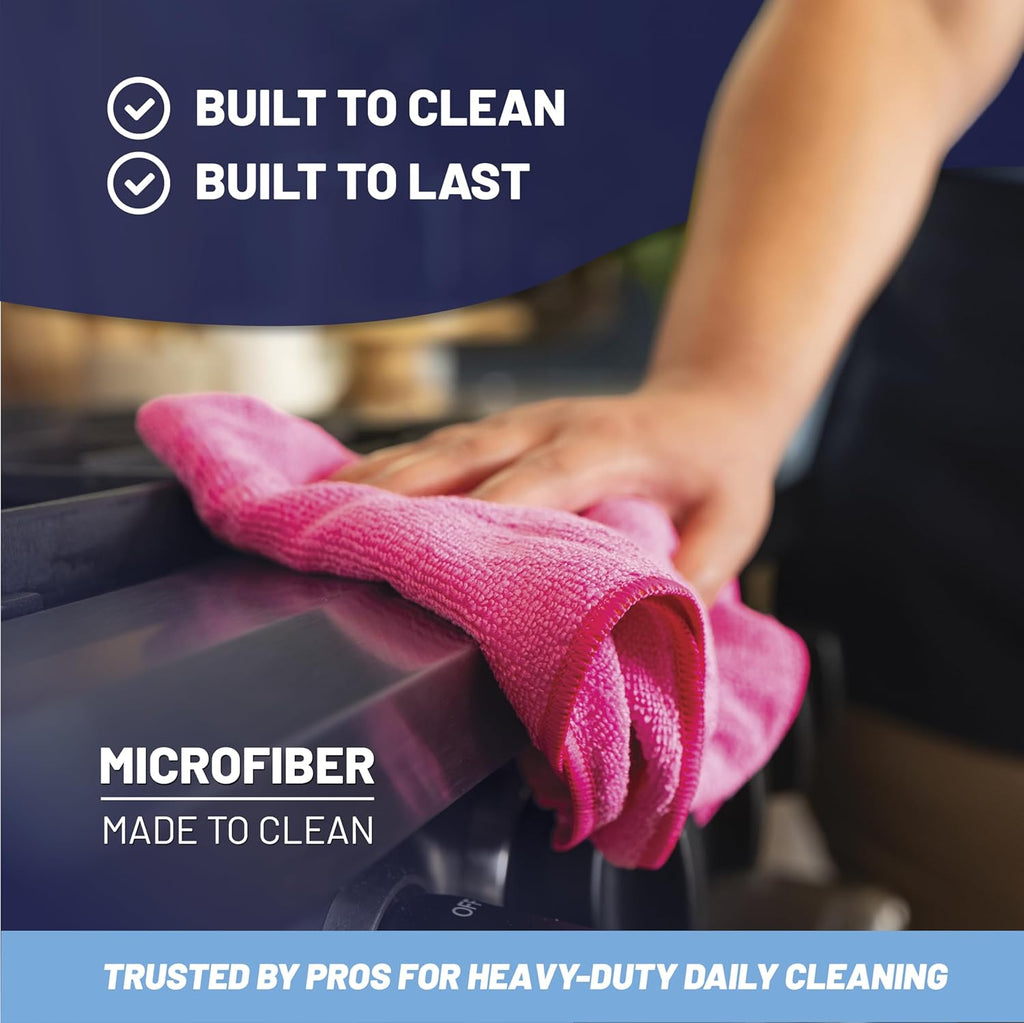 Microfiber Wholesale MW Pro Multi-Surface Microfiber Towel – 12 Pack | Premium Cleaning Cloth | Clean, Dust, Polish, Absorb | Large 16"x16" (Black)