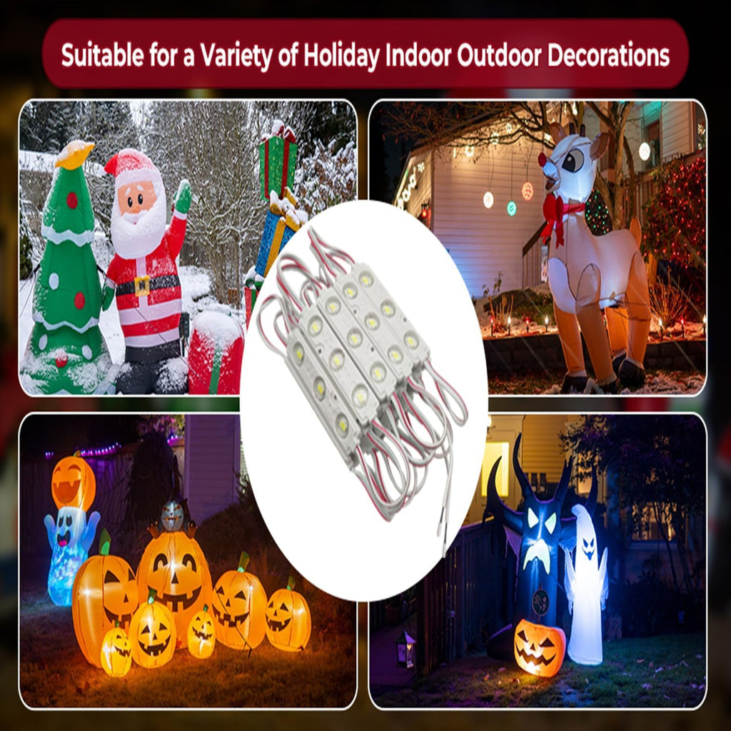 LED Module,Replacement Lights For Inflatables White 20pcs 9.8 Ft 5730 SMD 150LM Per LED Module IP65 Waterproof Christmas Inflatables Light for Letter Sign with Tape Adhesive Backside (White Light)
