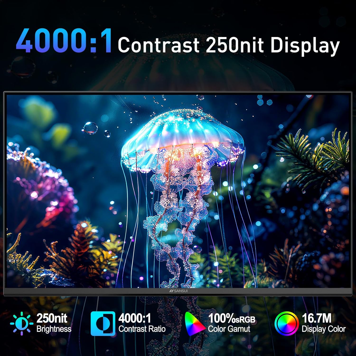 SANSUI 22 Inch 120Hz Monitor, FHD Computer Monitor 4000:1 Contrast Ratio with Adaptive Sync, HDR 100% sRGB, HDMI x 2, VESA Mount, Eye Care for Home/Office (ES-22X3AH, One HDMI Cable Included).