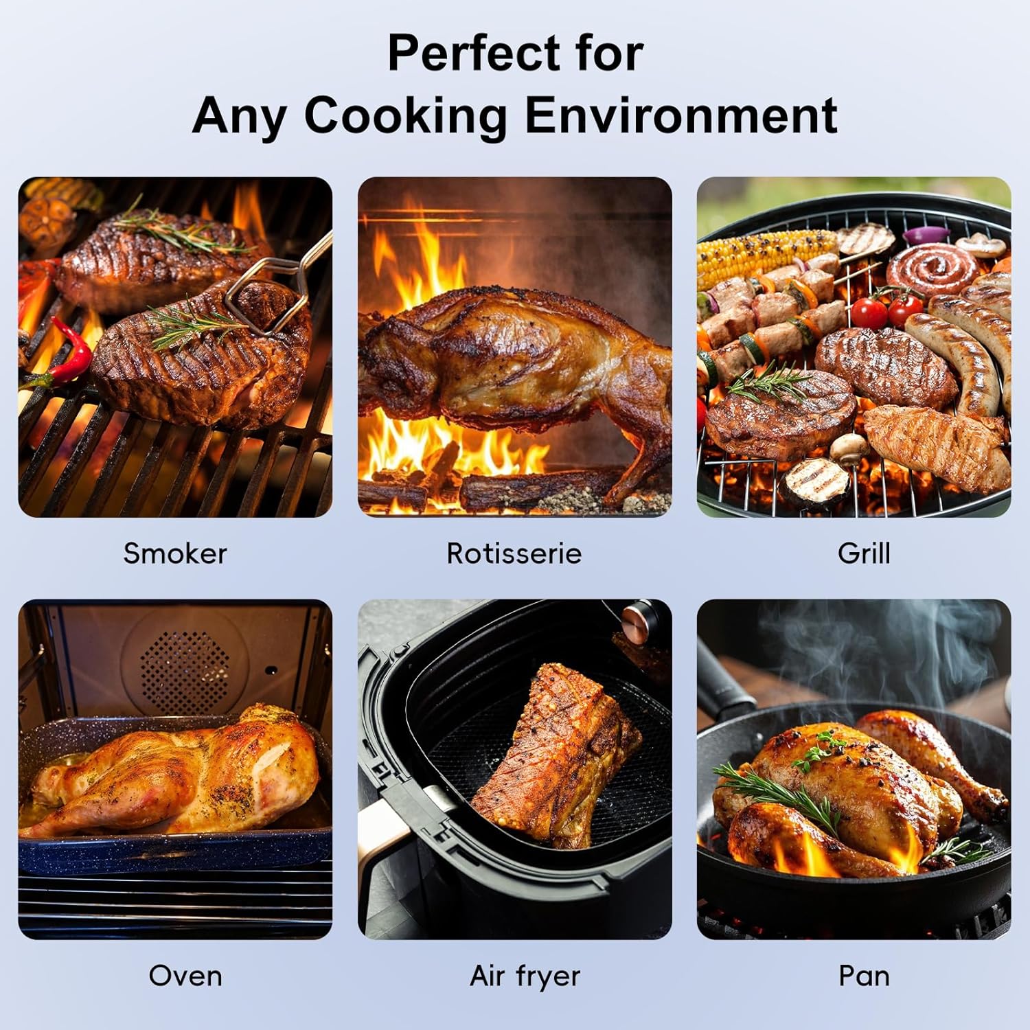 Wireless Bluetooth Meat Thermometer - 2 Probes & App Control, Christmas Birthday Gifts for Men, Smart Digital Thermometer for Cooking, Oven, Smoker, BBQ, Grill