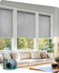 Yoolax Motorized Blinds with Remote, Smart Blinds for Windows Motorized Roller Shades, Automatic Window Shades Compatible with Alexa Custom Size (Room Darkening-Shinny Gray)