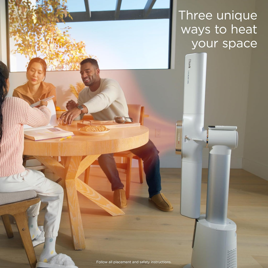Shark TurboBlade Cool + Heat – 2-in-1 Bladeless Tower Fan & Space Heater for Customizable Year-Round Indoor Use, Bedroom, Living Room, & Office | Powerful Cooling + Rapid Room Heating, Dove, TH202WH