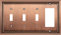 Henne Bery Sunken Pearls Heavy Duty Decorative Wall Plate Switch Plate Outlet Cover (Triple Toggle/Single Decorator, Antique Copper)