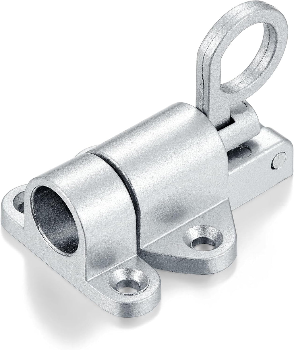 10 Packs Self-Closing Latches，Silver Gray Spring Door Lock，Resilient Bolt Latch Aluminum Alloy Safety Automatic Spring Barrel Slide Door Lock with Screws,Used for Gate,Window and Cabinet etc
