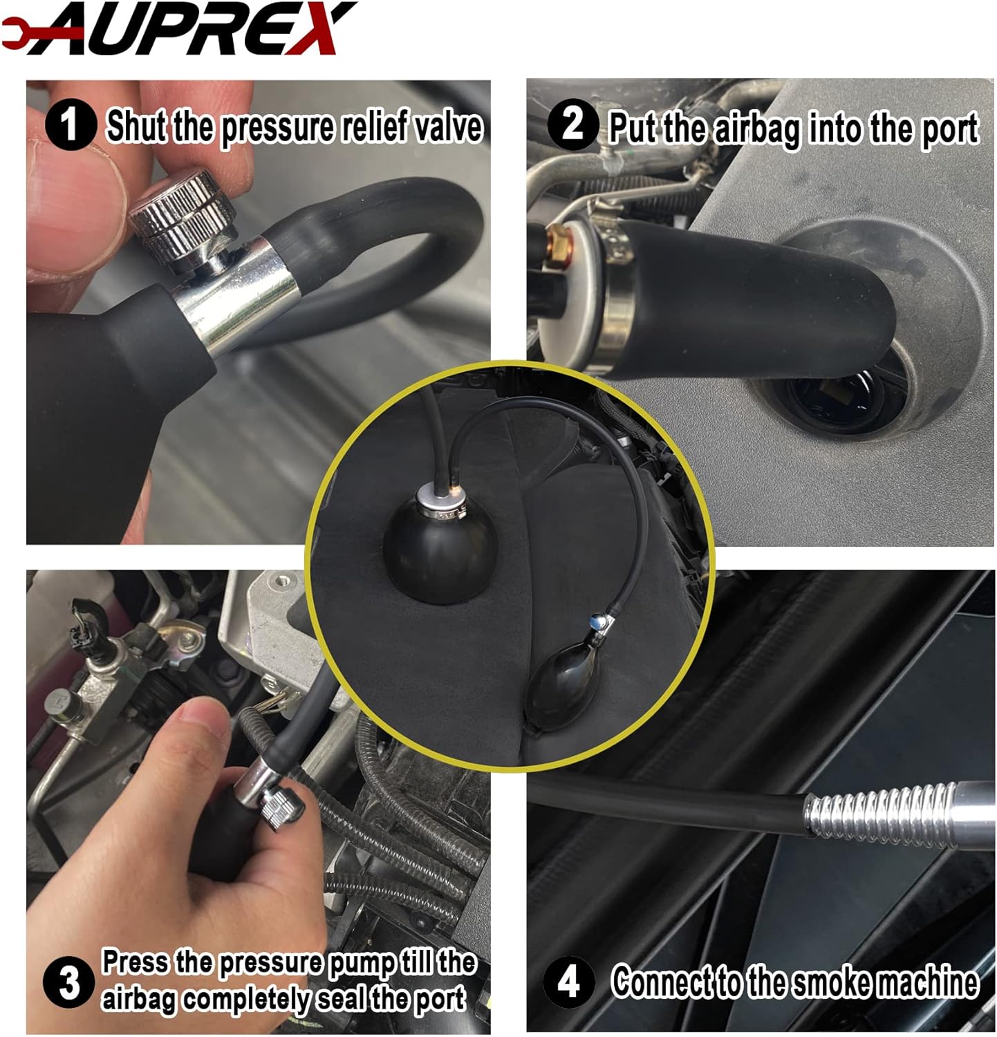 Universal Easy Intake Adapter, Automotive Smoke Machine Bladder, Pipes Fuel Leakage Detector, Smoke Leak Diagnostic Tester for 12V Vehicles