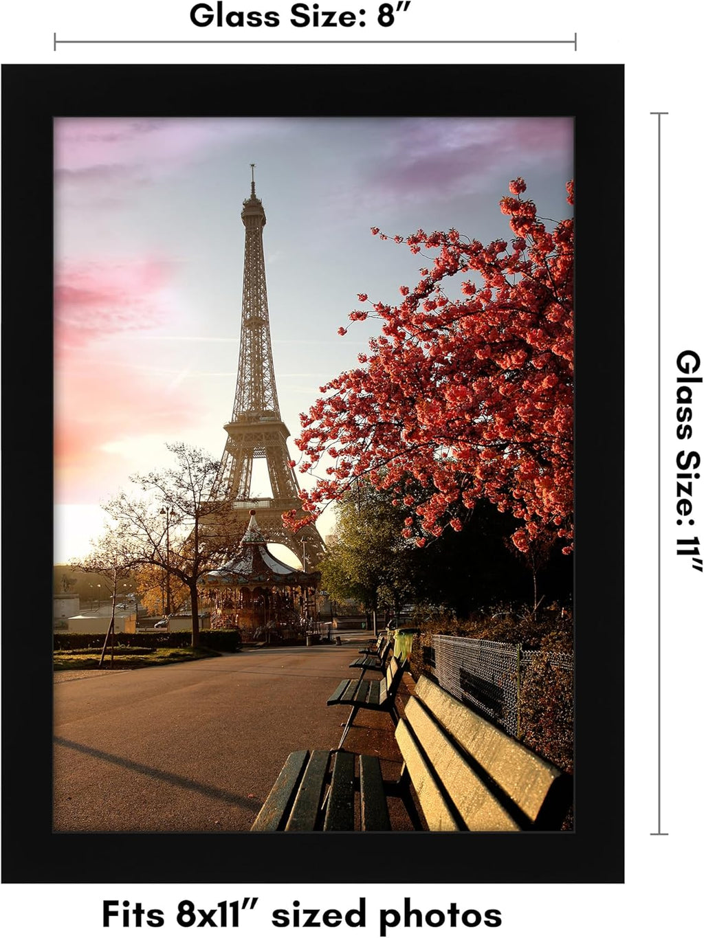 Americanflat 8x11 Picture Frame with Shatter-Resistant Glass - Signature Collection - Gallery-Style Frames Made of Engineered Wood - Photo Frame for Tabletop and Wall Display - Black