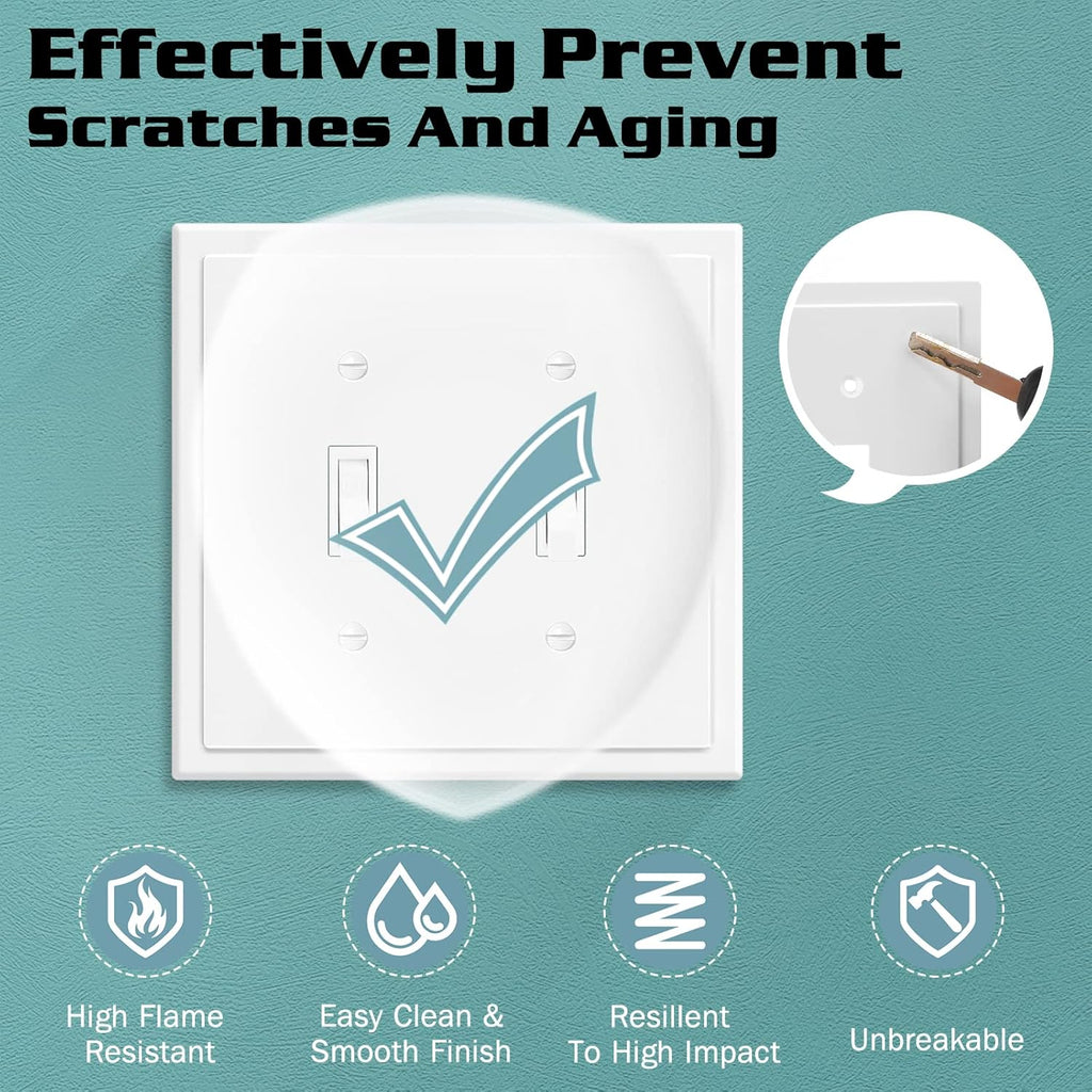 2-Gang Modern Edge Decorative Wall Plate Cover Switch Outlet Double Toggle Electrical Faceplate for Light Switches, Smart Switch, GFCI, Dimmers, Receptacle, USB Outlet (4 Pack, Double Toggle)