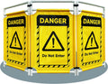 Safety Caution Barricade 3Panels Foldable Security Signs With PVC Tarp Removable Safety Barrier Wet Floor Guard Symbol Clear Printing Safety Fence(Yellow)