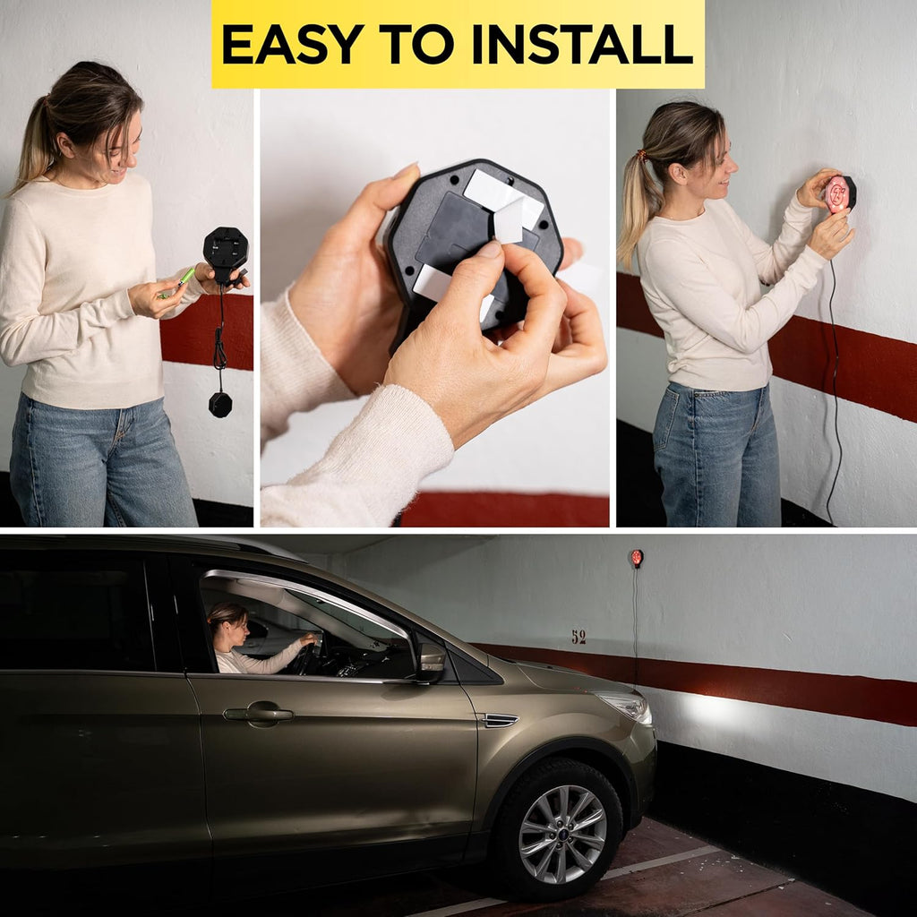 ZONETECH Garage Parking Sensor Ultrasonic Car Parking Stopper for Garage with Red/Yellow/Green LED Indicators –Adjustable Stop Distance 12" to 6.5 ft USB Powered Easy Install Wall-Mount System