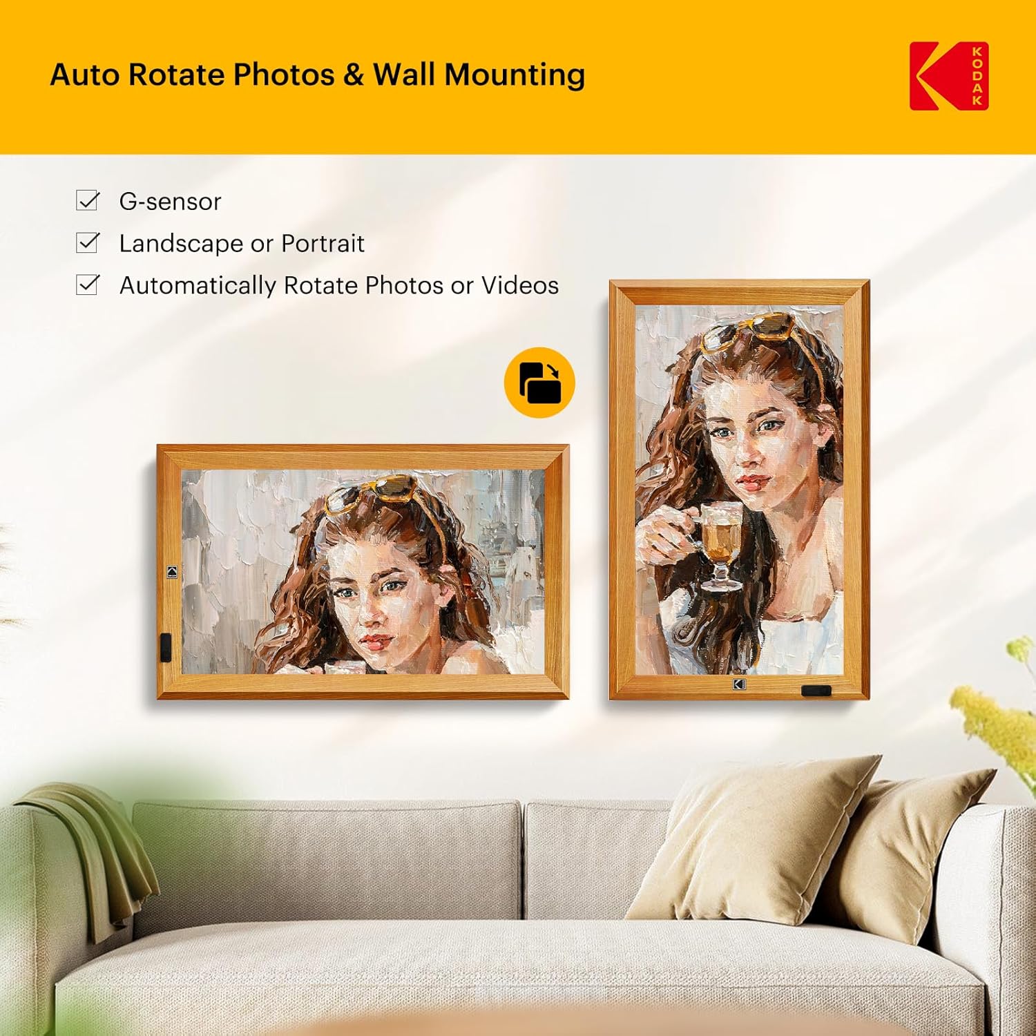 KODAK 23.8" X-Large WiFi Digital Picture Frame - 1920x1080 FHD IPS Display with 32GB Storage, Auto-Rotate, Remote Control, Wall Mountable, Compatible with Alexa, for Family