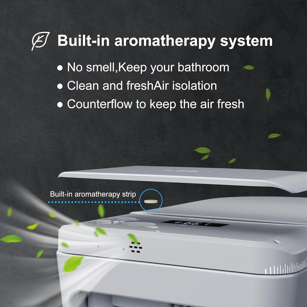 Smart Toilet with Auto Open/Close Lid for bedroom Heated Seat with Remote Control,Hidden Foam Shield, Multiple Cleaning Modes, Ambient Lighting,Soft Flush Feature Warm Water & Dryer