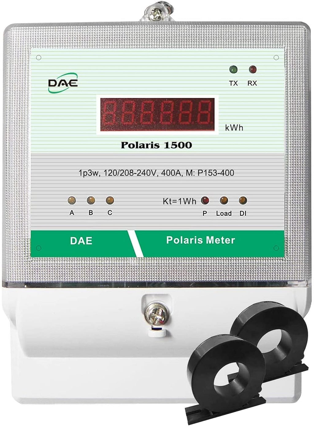 DAE P153-400-S KIT, UL CTEP kWh Smart Submeter 1P3W(2 hot Wire 1 Neutral) 400A 120/240V 2 CTs RS485