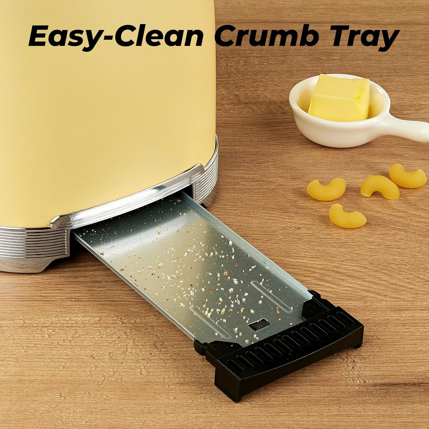 Toaster 2 Slice Retro Stainless Steel with 1.5” Extra Wide Slots Bagel, Defrost, Reheat, Cancel Functions, 6 Bread Shade Settings, Removable Crumb Tray, Yellow