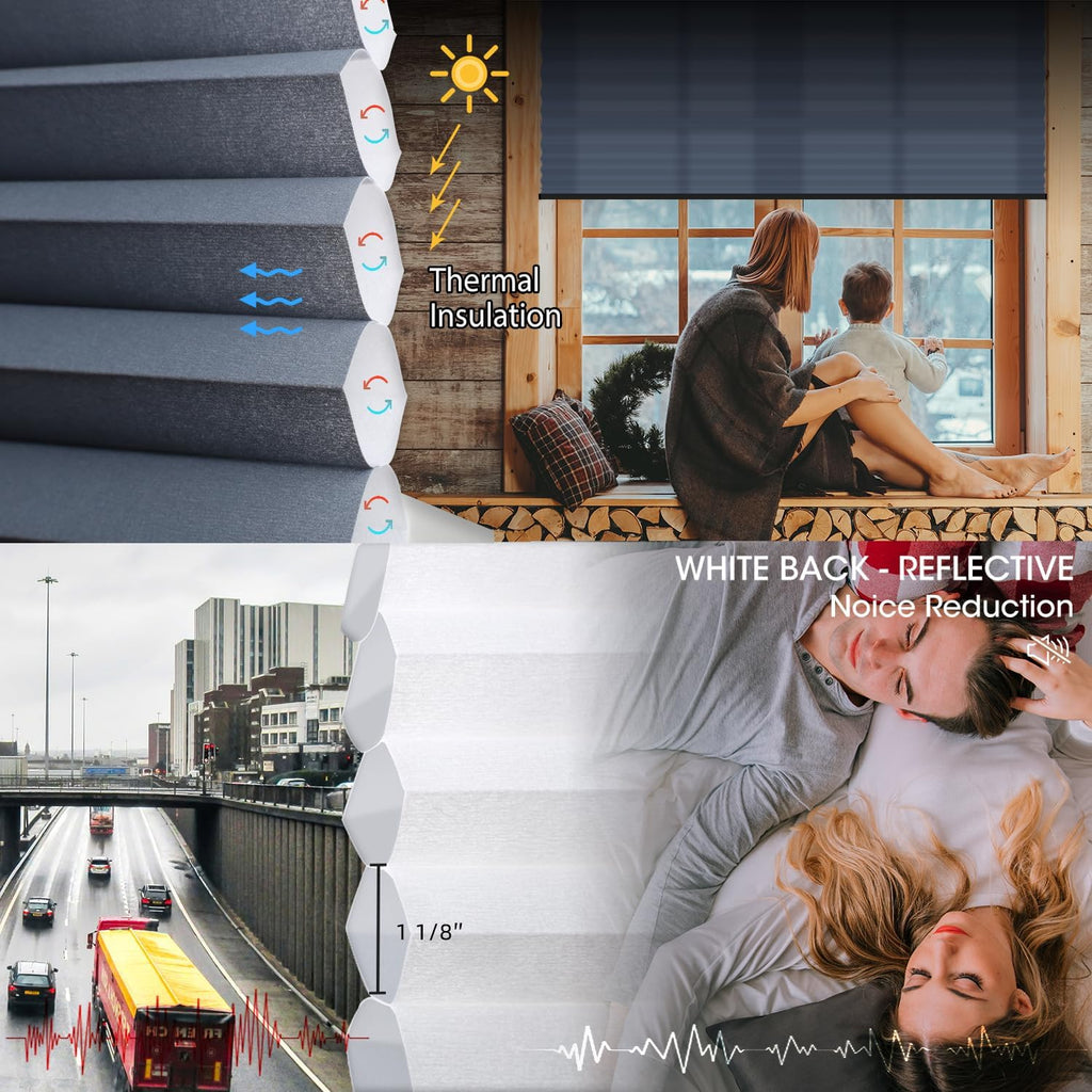 SmartWings Motorized Cellular Shades with Remote, Customized Electric Cordles Honeycomb Blinds Compatible with Alexa/Homekit/Google for Windows, 60% Blackout Single Cell Slate Blue