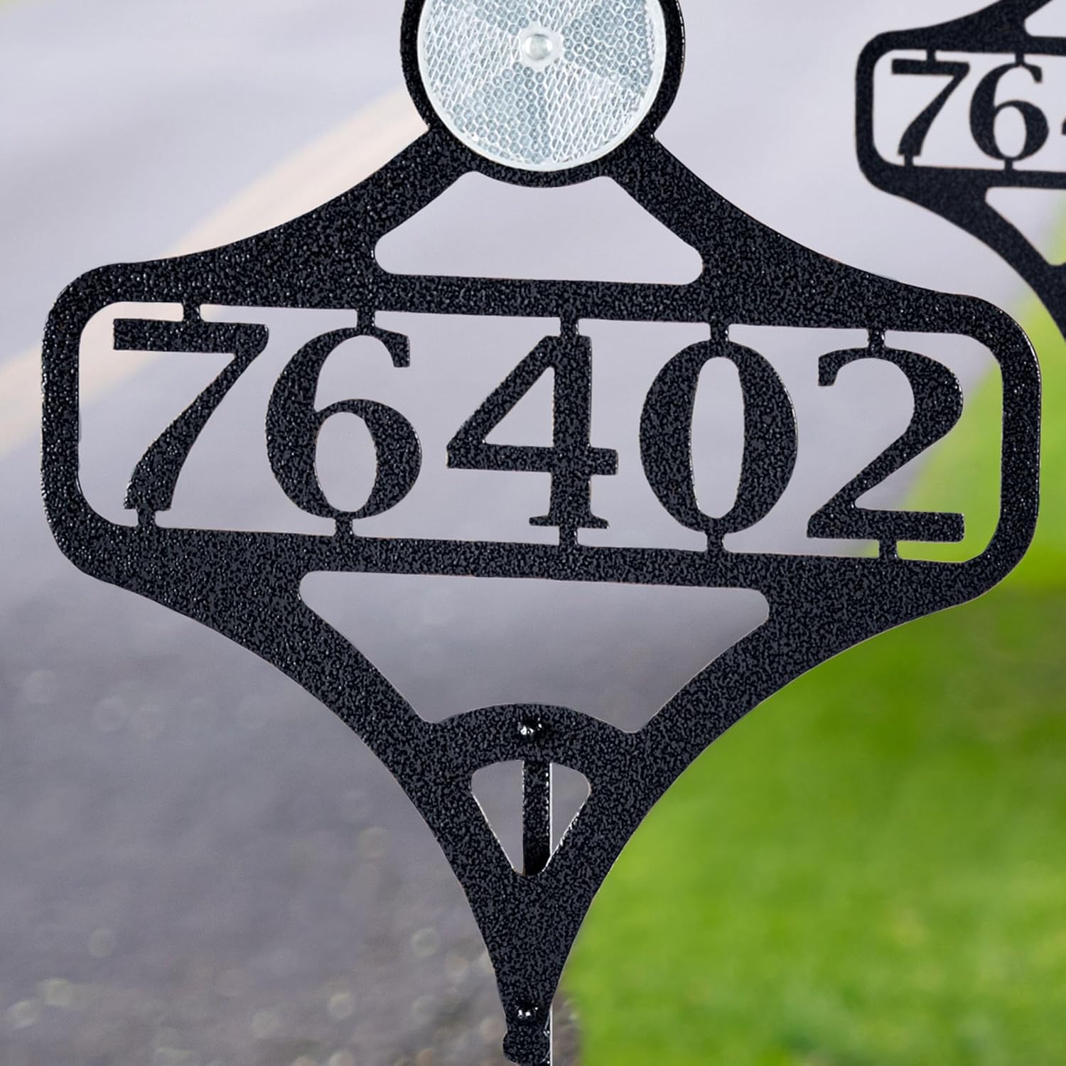 Touch of Class Pathways Custom Address Sign Reflective Driveway Marker Stake Set of Two | Personalized with 1-5 House Numbers or Name | Unique Tall Reflector Set of 2 | Black Durable Finish