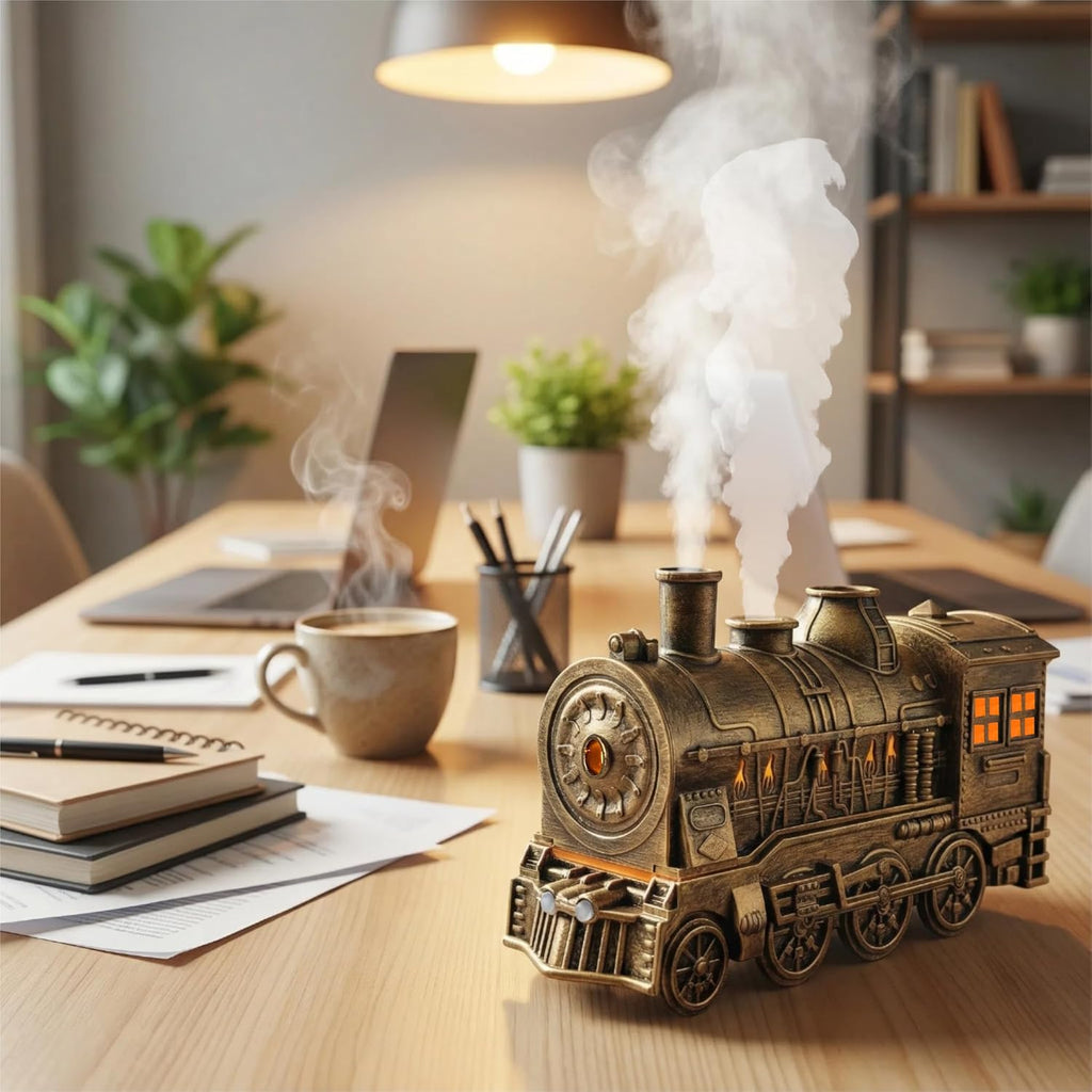 300ml Train Diffuser, Train-Shaped Humidifier, Vintage Steam-Style Diffuser with Remote Control, 2 Spray Modes & 2 Color Lights for Bedroom or Home Decor