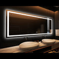 Amorho LED Bathroom Mirror, 84" X32" with Front and Backlight, Large Dimmable Wall Mirrors with Anti-Fog, Shatter-Proof, Memory, 3 Colors, Double LED Vanity Mirror