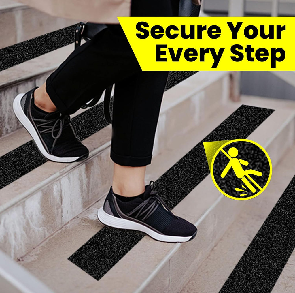TAPEBEAR Black Safety Grip Tape 2inch x 60feet, Warning Anti-Slip Tape Strong Adhesive Waterproof for Indoor Outdoor Steps Stairs, Compatible with Plastic, Wood, Ceramic, Glass, Metal, 2Rolls
