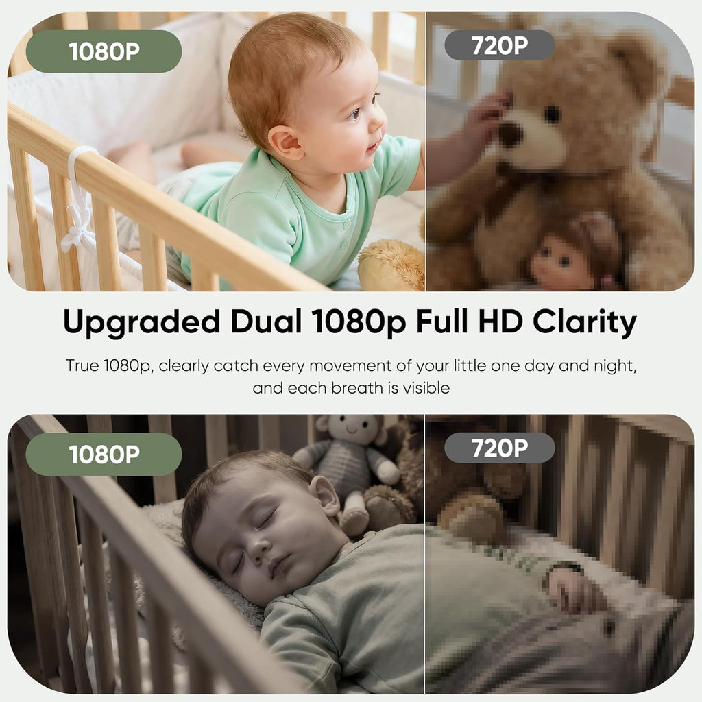 bonoch 7" Baby Monitor with Camera and Audio, Upgraded 1080P HD MegaView No WiFi Video Baby Monitor, 6000mAh Battery, VOX Mode, Night Vision, Hack Proof, Remote PTZ, White Noise, Ideal Gifts