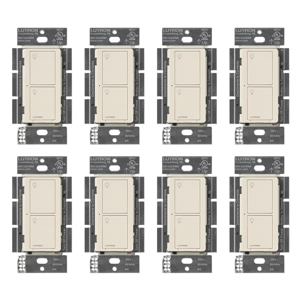 Lutron Caseta Original Smart Switch (Lutron Smart Hub Required), for LED Lights and Fans, 6 Amp, Single-Pole/3-Way, Neutral Required, PD-6ANS-LA-8-Pack, Light Almond, 8 Pack
