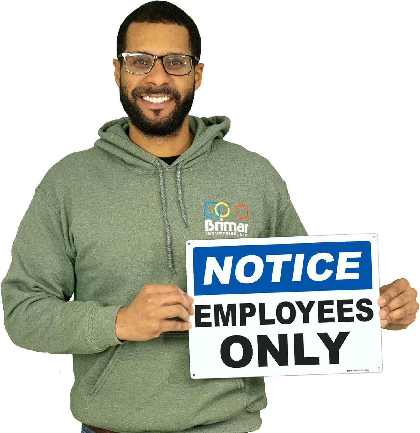 Brimar - 14 x 10" - Notice Employees Only Sign - .055″ Polyethylene Plastic- Clear Messaging - Easy Installation