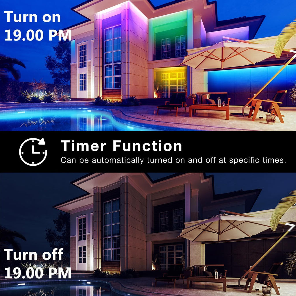 Outdoor LED Strip Lights Waterproof 200ft, IP67 Waterproof LED Light Strips with Remote, Music Sync APP Control, RGB Color Changing LED Lights for Roof, Balcony, Deck, Pool, Patio, Outdoor Decorations