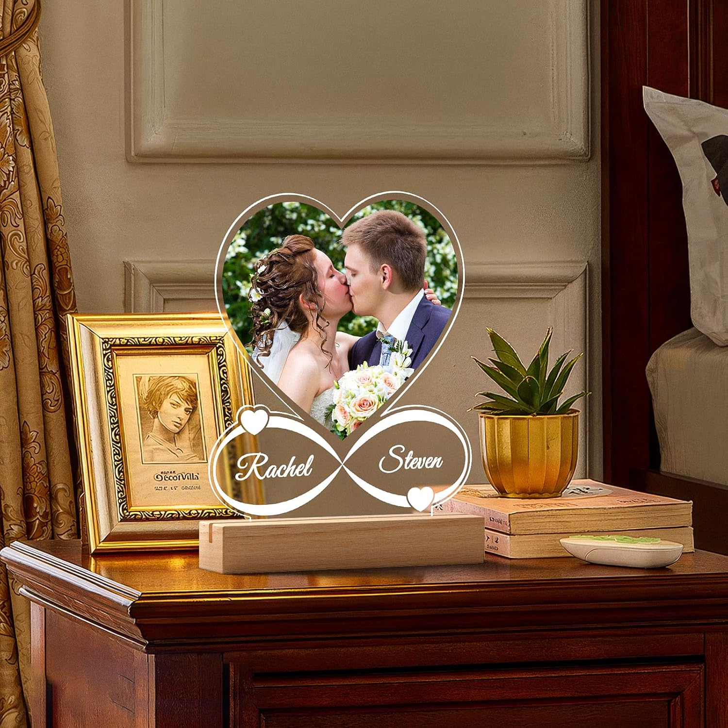 Personalized Engagement Wedding Gifts for Couples 2025, Custom Picture Frames, Customized Photo Frame, Personalized Anniversary Wedding Valentines Day Gifts for Women Men Her Him Wife Husband