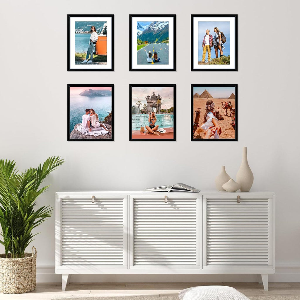 FIXSMITH 8x10 Picture Frame Set of 10, Black Photo Frames Bulk with HD Plexiglass, Display Pictures 5x7 with Mat or 8x10 Without Mat, Multi Picture Frames Collage for Tabletop or Wall Display