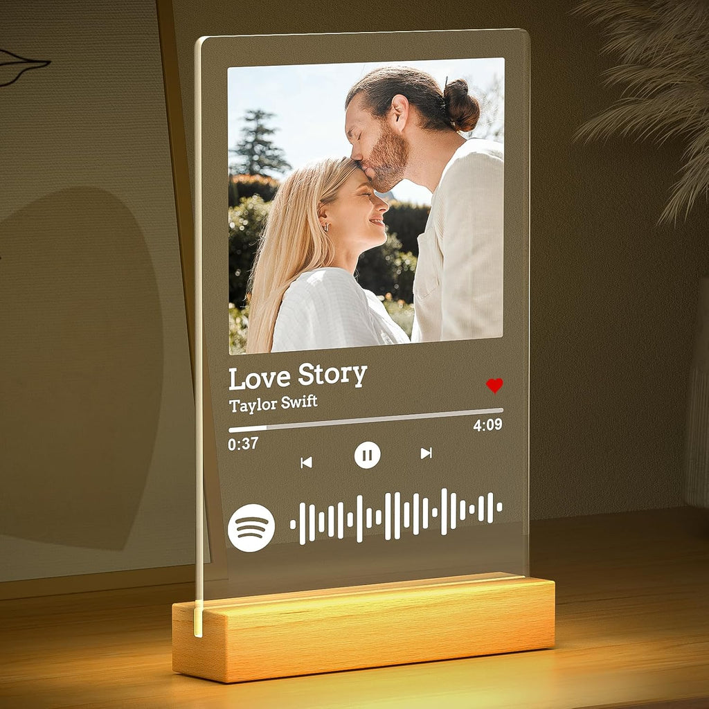 Custom Spotify Plaque, Personalized Acrylic Song Plaque Photo Frame, Custom Picture Frames, Personalized Anniversary Valentines Day Gifts for Women Men Him Her Girlfriend Boyfriend Couple Wife
