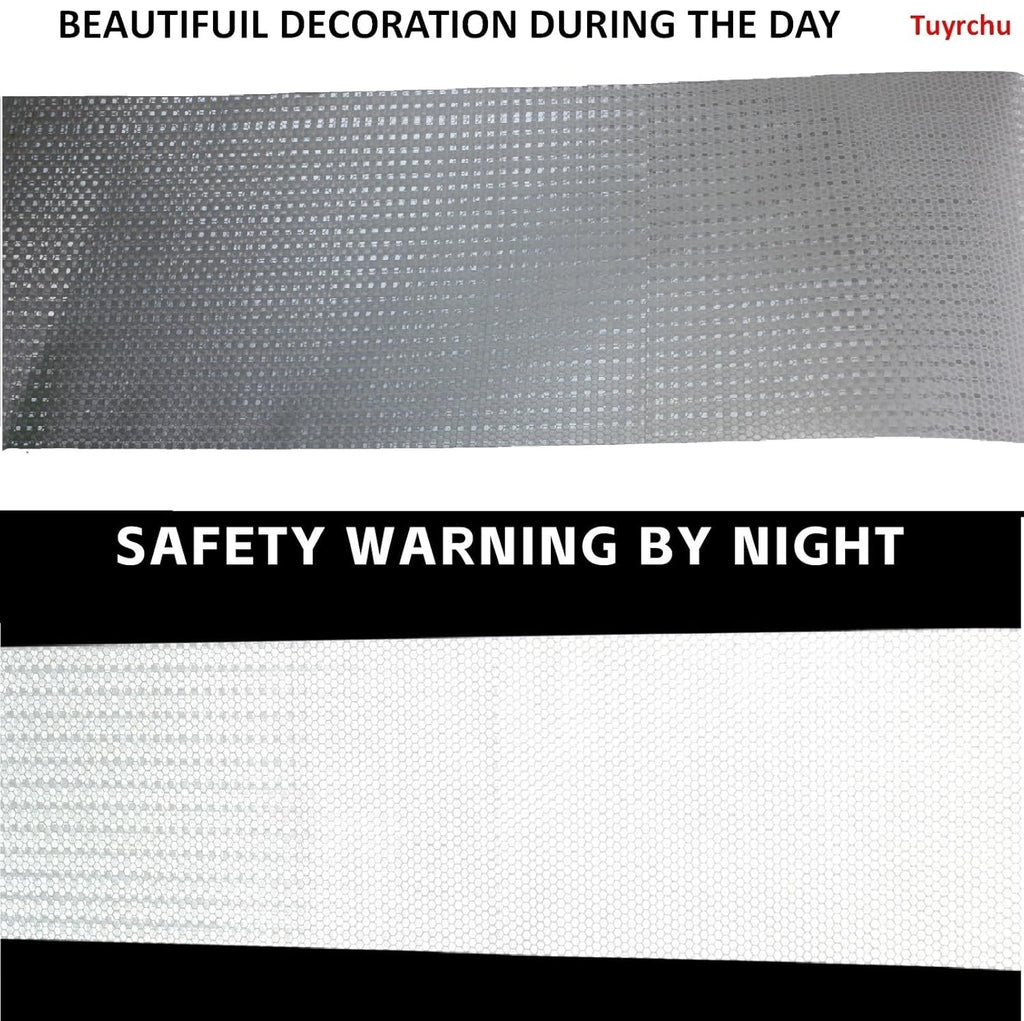 White Reflective Tape Outdoor Waterproof 12 inch, High Visibility Warning Industrial Marking Tape, Safety Stickers (11 feet)