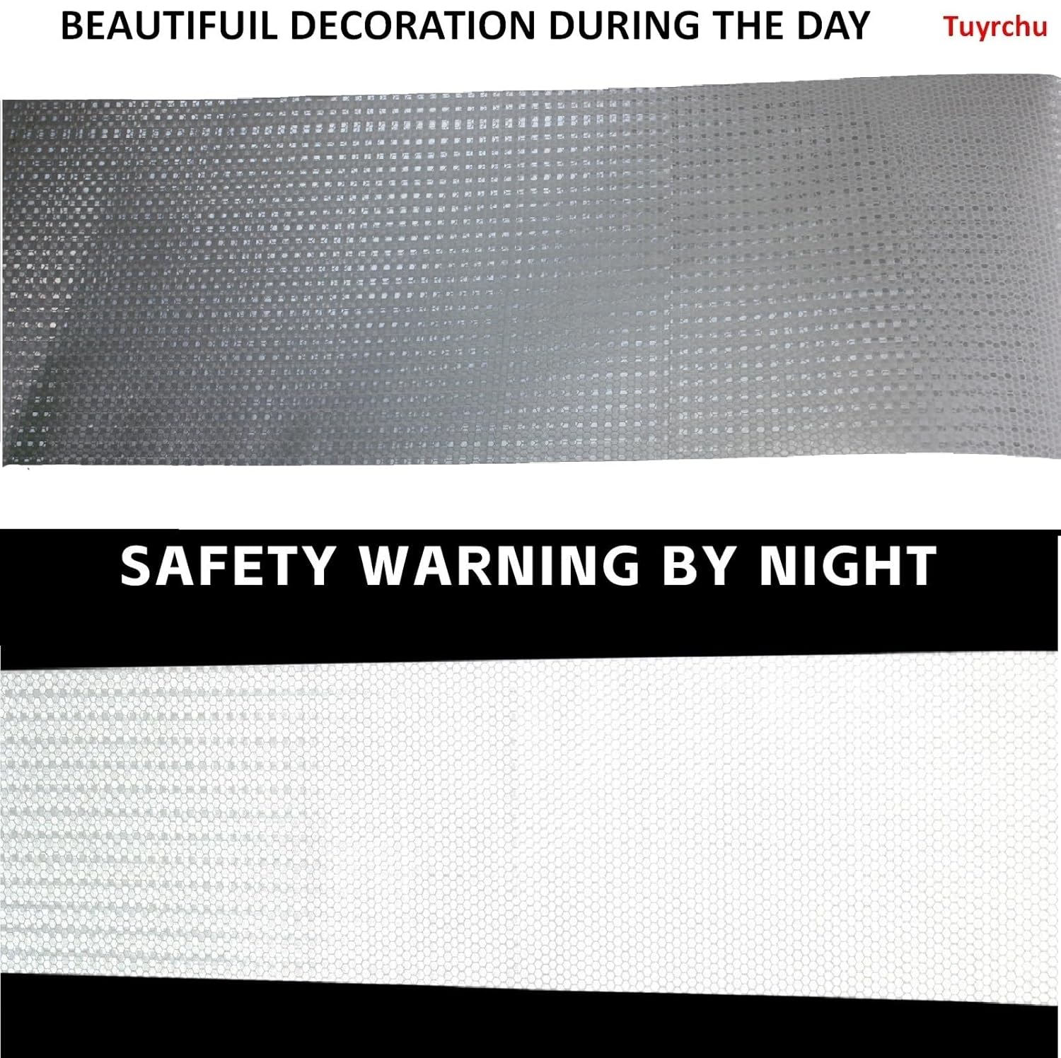 White Reflective Tape Outdoor Waterproof 8 inch Wide, High Visibility Warning Industrial Marking Tape,Safety Stickers (68 feet)